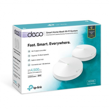Home Mesh Wi-Fi System | Deco M9 Plus (2-Pack) | 802.11ac | 400+867+867 Mbit/s | 10/100/1000 Mbit/s | Ethernet LAN (RJ-45) ports 2 | Mesh Support Yes | MU-MiMO Yes | No mobile broadband | Antenna type 8xInternal | 1xUSB 2.0