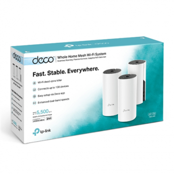 Whole Home Mesh WiFi System | Deco M4 (3-Pack) | 802.11ac | 300+867 Mbit/s | 10/100/1000 Mbit/s | Ethernet LAN (RJ-45) ports 2 | Mesh Support Yes | MU-MiMO Yes | No mobile broadband | Antenna type 2xInternal | No