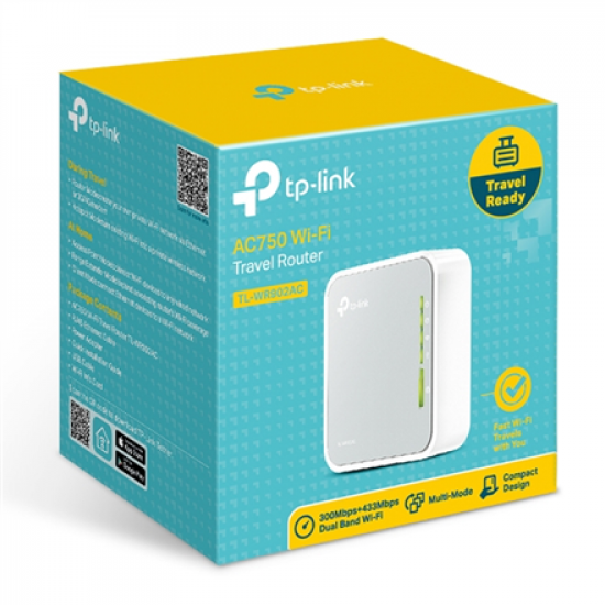 Router | TL-WR902AC | 802.11ac | 300+433 Mbit/s | 10/100 Mbit/s | Ethernet LAN (RJ-45) ports 1 | Mesh Support No | MU-MiMO No | No mobile broadband | Antenna type 3xInternal | 1x USB 2.0