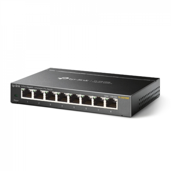 TP-LINK | Switch | TL-SG108E | Web managed | Wall mountable | Gigabit Ethernet (copper) ports quantity 8 | Power supply type External | 36 month(s)