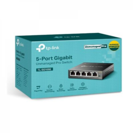 TP-LINK | Switch | TL-SG105E | Web managed | Wall mountable | Gigabit Ethernet (copper) ports quantity 5 | Power supply type External | 36 month(s)