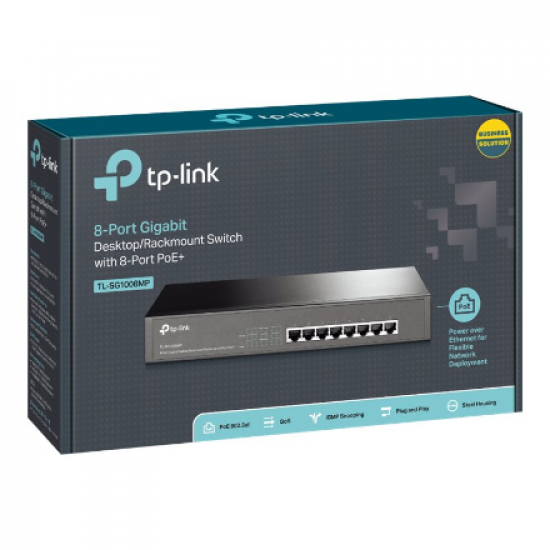 TP-LINK | Switch | TL-SG1008MP | Unmanaged | Desktop/Rackmountable | Gigabit Ethernet (copper) ports quantity 8 | PoE+ ports quantity 8 | Power supply type Single | 36 month(s)
