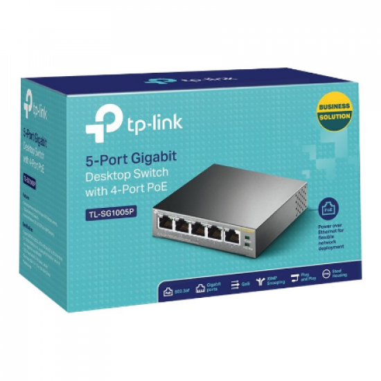TP-LINK | Switch | TL-SG1005P | Unmanaged | Desktop | Gigabit Ethernet (copper) ports quantity 5 | Power over Ethernet (PoE) ports quantity 4 | Power supply type External | 36 month(s)