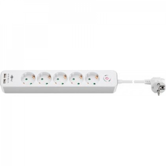 5-way power strip with switch and 2 USB ports 1.5 m | Sockets quantity 5