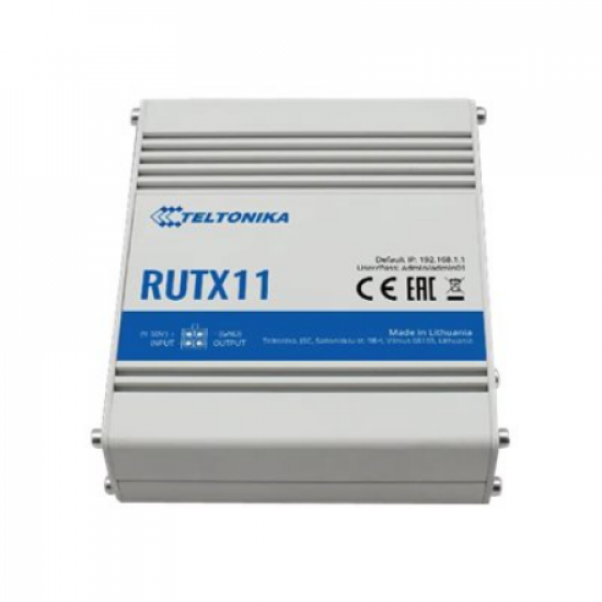 Industrial Router 4G LTE Cat6 DualSIM | RUTX11 | 802.11ac | 867 Mbit/s | 10/100/1000 Mbit/s | Ethernet LAN (RJ-45) ports 4 | Mesh Support No | MU-MiMO Yes | 4G | Antenna type 2xSMA for LTE, 2xRP-SMA for WiFi, 1xRP-SMA for Bluetooth, 1xSMA for GNSS | 1 | 2
