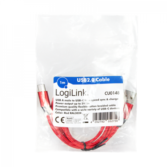 Logilink | USB 2.0 Cable | CU0148 | USB-C to USB-A USB-C Male | USB-A Male