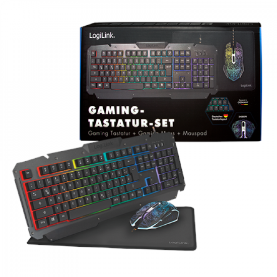 Logilink | Gaming-Set, keyboard, mouse and mouspad | ID0185 | Keyboard, Mouse and Pad Set | Wired | Mouse included | DE | Numeric keypad