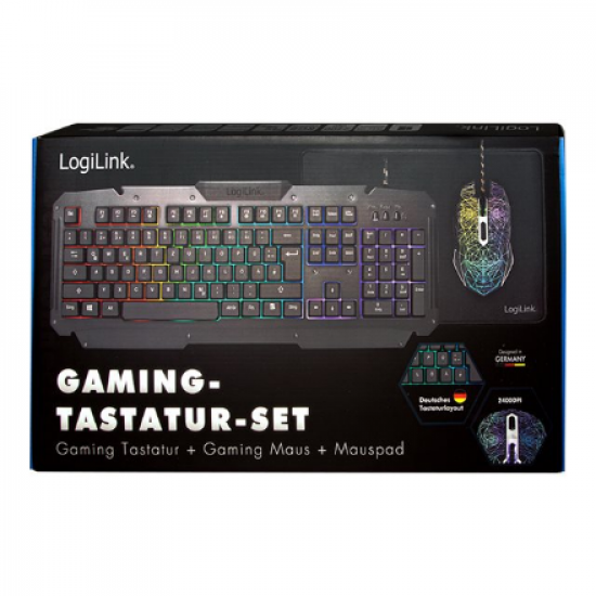 Logilink | Gaming-Set, keyboard, mouse and mouspad | ID0185 | Keyboard, Mouse and Pad Set | Wired | Mouse included | DE | Numeric keypad