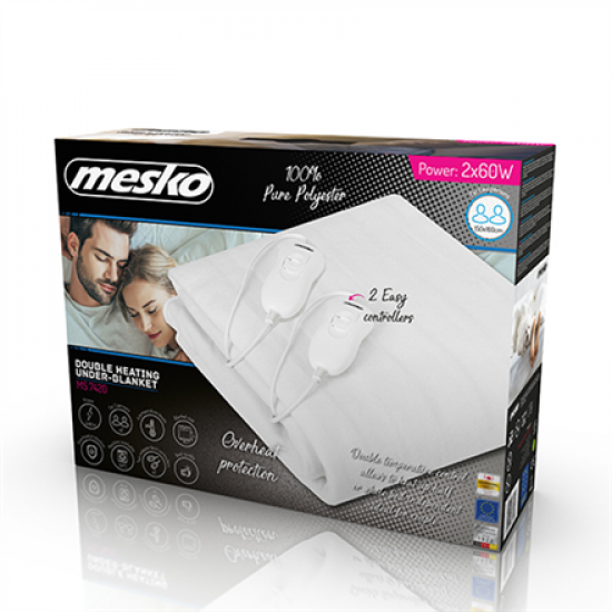 Mesko | Electirc heating under-blanket | MS 7420 | Number of heating levels 4 | Number of persons 2 | Washable | Remote control | Polyester | 2x60 W | White