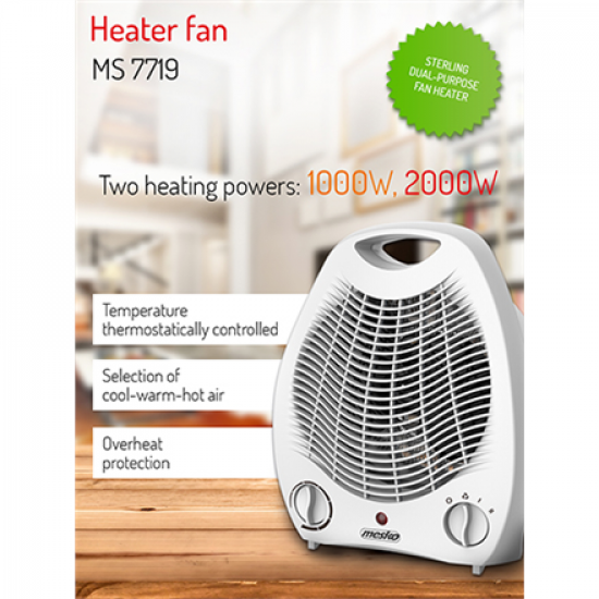Mesko | Heater | MS 7719 | Fan heater | 2000 W | White