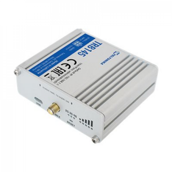 LTE Gateway | TRB145 | No Wi-Fi | Ethernet LAN (RJ-45) ports 0 | Mesh Support No | MU-MiMO No | 2G/3G/4G | Antenna type 1 x SMA for LTE | 1 x Virtual network interface via micro USB