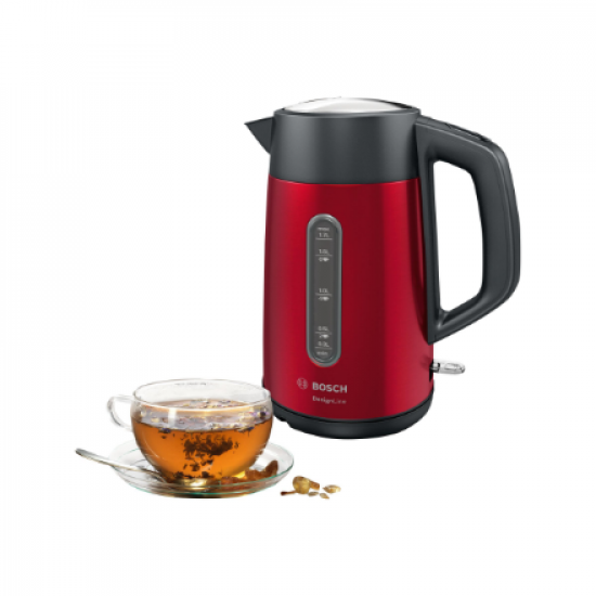 Bosch | Kettle | DesignLine TWK4P434 | Electric | 2400 W | 1.7 L | Stainless steel | 360° rotational base | Red/Black