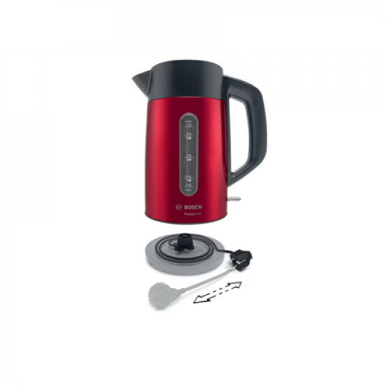 Bosch | Kettle | DesignLine TWK4P434 | Electric | 2400 W | 1.7 L | Stainless steel | 360° rotational base | Red/Black