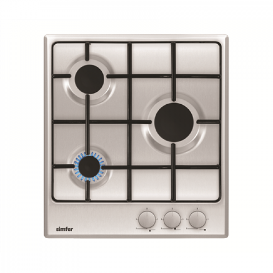 Simfer | Hob | H4.300.VGRIM | Gas | Number of burners/cooking zones 3 | Rotary knobs | Stainless steel