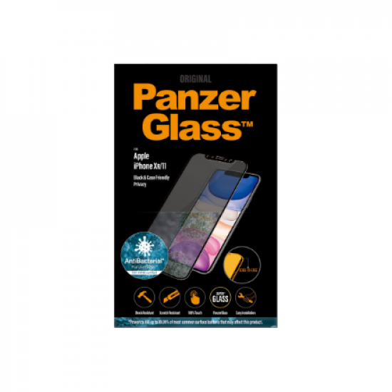 PanzerGlass | P2665 | Screen protector | Apple | iPhone Xr/11 | Tempered glass | Black | Confidentiality filter; Full frame coverage; Anti-shatter film (holds the glass together and protects against glass shards in case of breakage); Case Friendly – compa