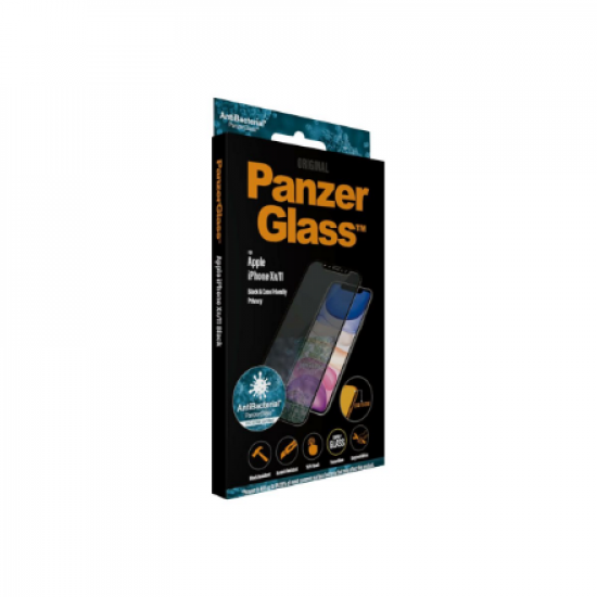 PanzerGlass | P2665 | Screen protector | Apple | iPhone Xr/11 | Tempered glass | Black | Confidentiality filter; Full frame coverage; Anti-shatter film (holds the glass together and protects against glass shards in case of breakage); Case Friendly – compa