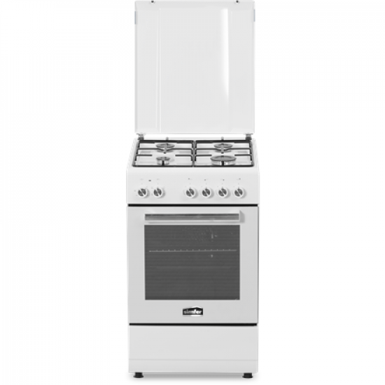 Simfer | Cooker | 5405SERBB | Hob type Gas | Oven type Electric | White | Width 50 cm | Electronic ignition | Depth 60 cm | 43 L