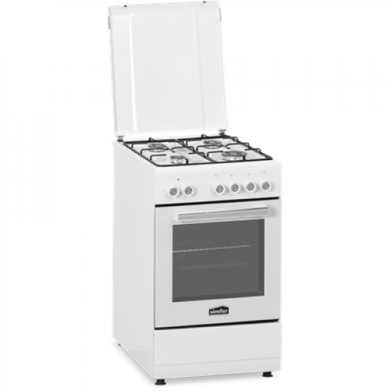 Simfer | Cooker | 5405SERBB | Hob type Gas | Oven type Electric | White | Width 50 cm | Electronic ignition | Depth 60 cm | 43 L