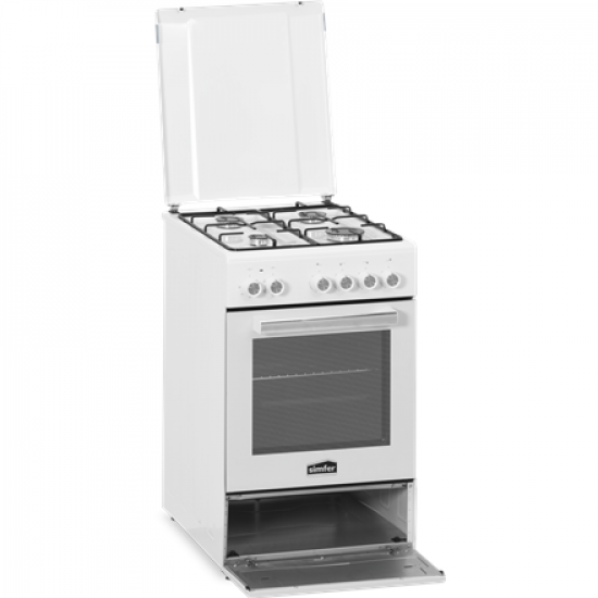 Simfer | Cooker | 5405SERBB | Hob type Gas | Oven type Electric | White | Width 50 cm | Electronic ignition | Depth 60 cm | 43 L