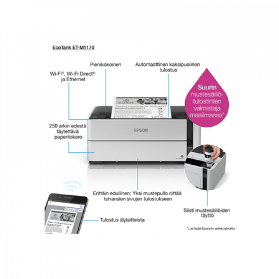 Epson EcoTank M1170 | Inkjet | Mono | Inkjet Printer | Wi-Fi | White