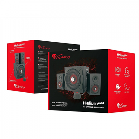 GENESIS Helium 610BT Computer Speakers, Wired, Bluetooth, Black | Genesis | Helium 610BT | Bluetooth | Red/Black | Computer Speakers