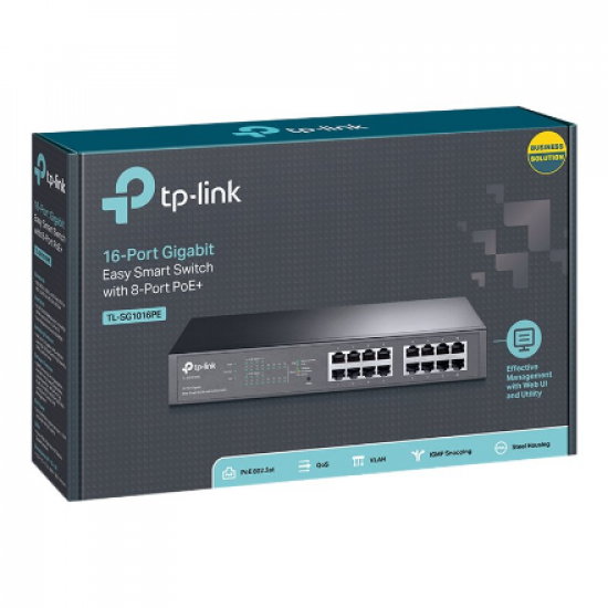 TP-LINK | Switch | TL-SG1016PE | Web Managed | Desktop/Rackmountable | Gigabit Ethernet (copper) ports quantity 16 | PoE+ ports quantity 8 | 36 month(s)