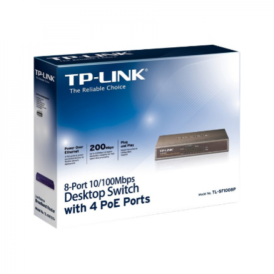 TP-LINK | Switch | TL-SF1008P | Unmanaged | Desktop | 10/100 Mbps (RJ-45) ports quantity 8 | Power over Ethernet (PoE) ports quantity 4 | Power supply type External | 36 month(s)