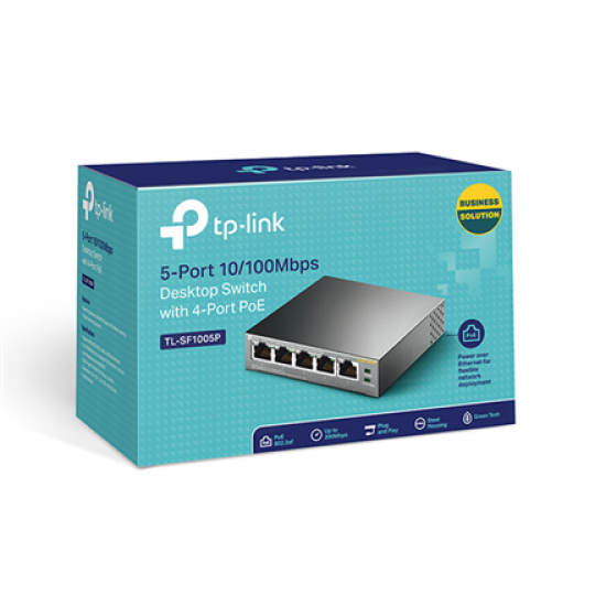 TP-LINK | Switch | TL-SF1005P | Unmanaged | Desktop | 10/100 Mbps (RJ-45) ports quantity 5 | Power over Ethernet (PoE) ports quantity 4 | Power supply type External | 36 month(s)