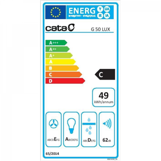 CATA | Hood | G 50 LUX X | Canopy | Energy efficiency class C | Width 53 cm | 400 m³/h | Mechanical control | LED | Inox
