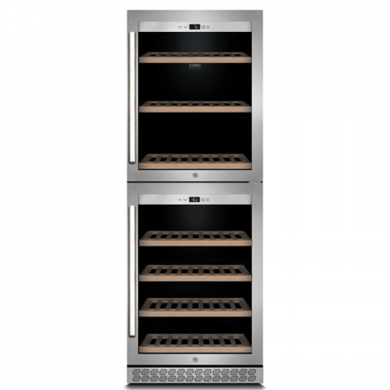 Caso | Wine cooler | WineChef Pro 126-2D | Energy efficiency class G | Showcase | Free standing | Bottles capacity Up to 126 bottles | Cooling type  Compressor technology | Stainless steel