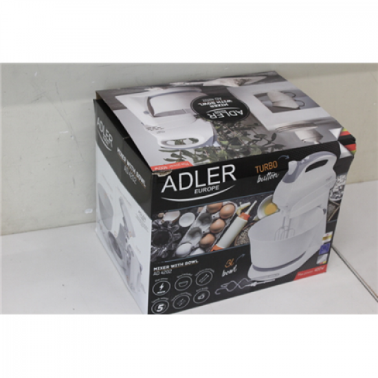 SALE OUT. | Adler | Mixer | AD 4202 | Mixer with bowl | 300 W | Number of speeds 5 | Turbo mode | White | DAMAGED PACKAGING