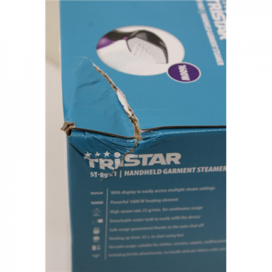 SALE OUT. SALE OUT. Tristar | Garment Steamer | ST-8921 | Handheld | 1600 W | 0.26 L | 25 g/min | Black/Purple | DAMAGED PACKAGING AND INNER PACKAGING