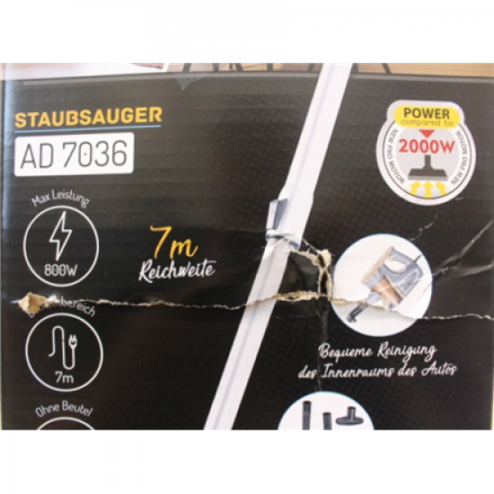 SALE OUT. | Adler | Vacuum Cleaner | AD 7036 | Corded operating | Handstick and Handheld | 800 W | - V | Operating radius 7 m | Yellow/Grey | Warranty 24 month(s) | DAMAGED PACKAGING