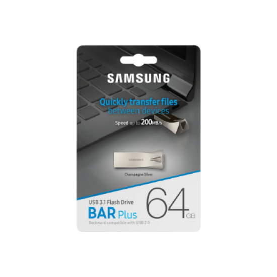 Samsung | BAR Plus | MUF-64BE3/APC | 64 GB | USB 3.1 | Silver