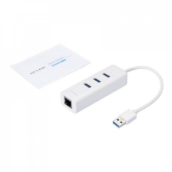 TP-LINK | USB 3.0 3-Port Hub & Gigabit Ethernet Adapter 2 in 1 USB Adapter | UE330