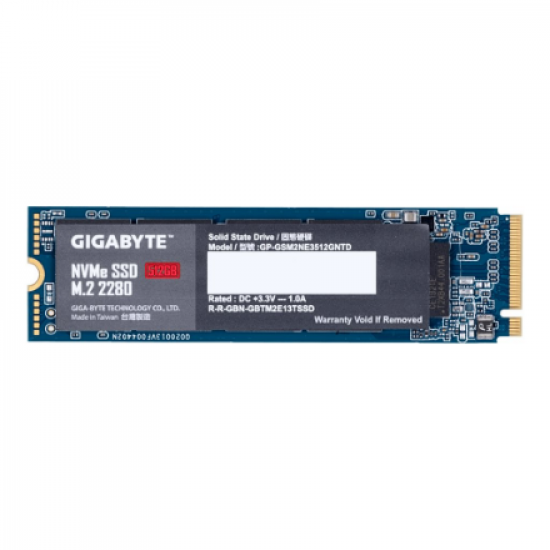 Gigabyte | SSD | GP-GSM2NE3512GNTD | 512 GB | SSD form factor M.2 2280 | Solid-state drive interface PCI-Express 3.0 x4, NVMe 1.3 | Read speed 1700 MB/s | Write speed 1550 MB/s