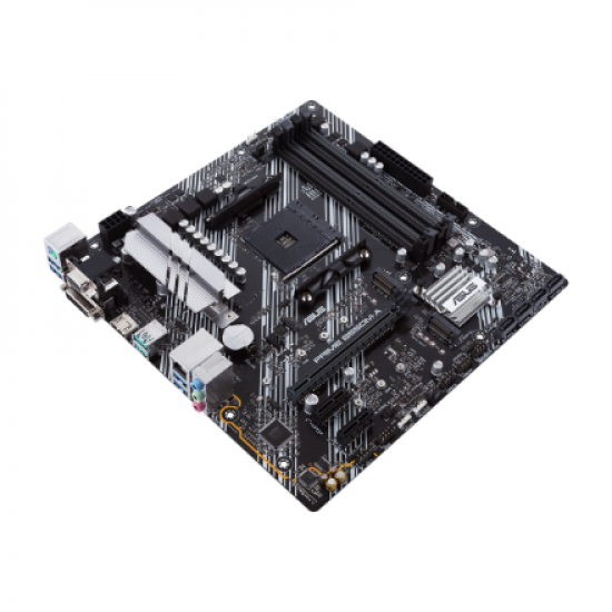 Asus | PRIME B550M-A | Processor family AMD | Processor socket AM4 | DDR4 | Memory slots 4 | Supported hard disk drive interfaces M.2, SATA | Number of SATA connectors 4 | Chipset AMD B | Micro ATX