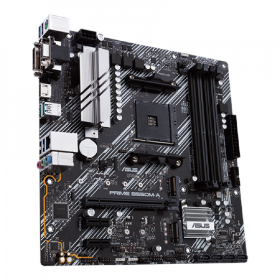 Asus | PRIME B550M-A | Processor family AMD | Processor socket AM4 | DDR4 | Memory slots 4 | Supported hard disk drive interfaces M.2, SATA | Number of SATA connectors 4 | Chipset AMD B | Micro ATX