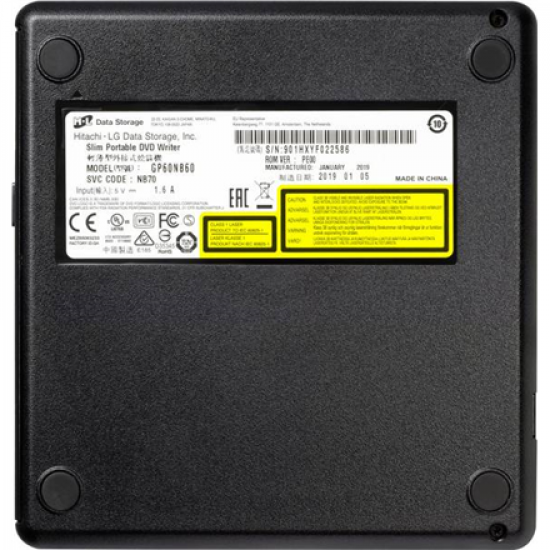 H.L Data Storage | Ultra Slim Portable DVD-Writer | GP60NB60 | Interface USB 2.0 | DVD±R/RW | CD read speed 24 x | CD write speed 24 x | Black | Desktop/Notebook