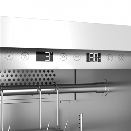 Caso | Dry aging cabinet with compressor technology | DryAged Master 125 | Energy efficiency class Not apply | Food-ageing cabinet with compressor technology | Free standing | Bottles capacity Not apply | Cooling type  Compressor technology | Stainless st