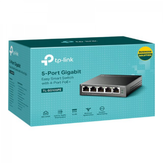 TP-LINK | Switch | TL-SG105PE | Unmanaged | Desktop | PoE+ ports quantity 4 | Power supply type External
