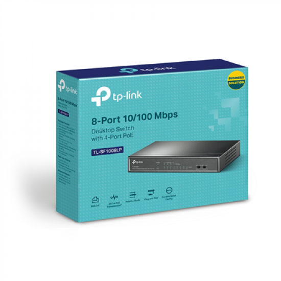 TP-LINK | Switch | TL-SF1008LP | Unmanaged | Desktop | 10/100 Mbps (RJ-45) ports quantity 8 | Power over Ethernet (PoE) ports quantity 4 | Power supply type External