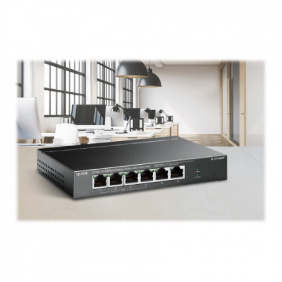 TP-LINK | Switch | TL-SF1006P | Unmanaged | Desktop | 10/100 Mbps (RJ-45) ports quantity 6 | PoE+ ports quantity 4 | Power supply type External