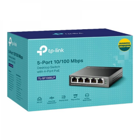 TP-LINK | Switch | TL-SF1005LP | Unmanaged | Desktop | 10/100 Mbps (RJ-45) ports quantity 5 | Power over Ethernet (PoE) ports quantity 4 | Power supply type External