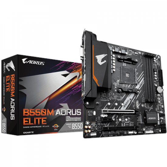 Gigabyte | B550M AORUS ELITE 1.0 | Processor family AMD | Processor socket AM4 | DDR4 DIMM | Memory slots 4 | Number of SATA connectors 4 x SATA 6Gb/s connectors | Chipset AMD B | Micro ATX