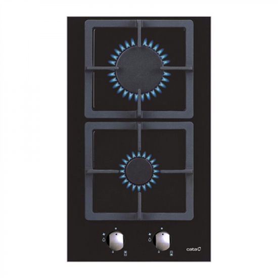 CATA | Hob | SCI 3002 BK | Gas on glass | Number of burners/cooking zones 2 | Rotary knobs | Black