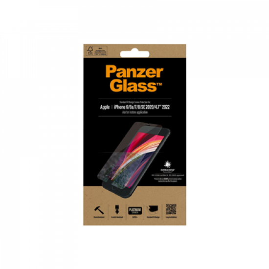 PanzerGlass | Screen Protector | Apple | Iphone 6/6s/7/8/SE (2020) | Glass | Crystal Clear | Clear Screen Protector