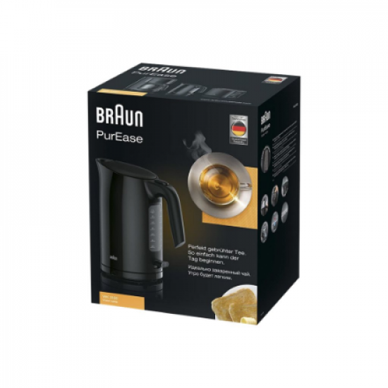 Braun | Kettle | WK3100BK PurEase | Standard | 2200 W | 1.7 L | Plastic | 360° rotational base | Black
