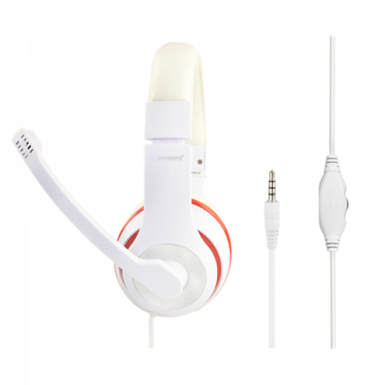Gembird | Stereo Headset | MHS 03 WTRD | 3.5 mm | White with Red Ring | Headset