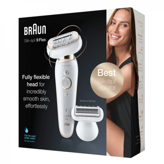 Braun | Epilator | Silk-epil 9 Flex SES9002 | Operating time (max) 40 min | Bulb lifetime (flashes) Not applicable | Number of power levels 2 | Wet & Dry | White/Gold